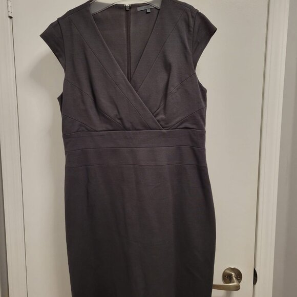 Cassis Gray Sleeveless V Neck Crossover Midi Dress Size 14 - Picture 7 of 10